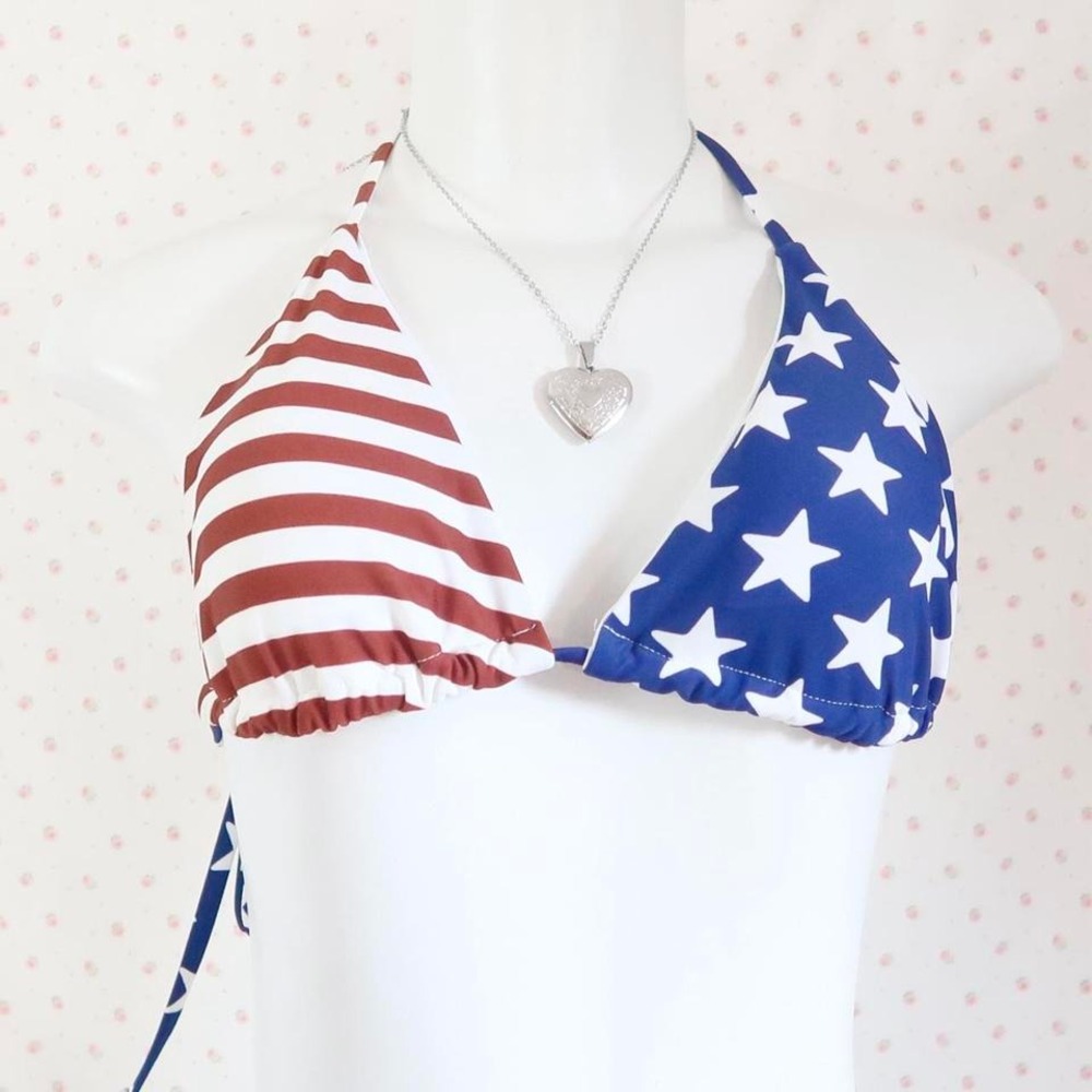 american flag triangle bikini top usa halter swimsuit y2k